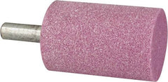 Grier Abrasives - 2" Head Diam x 3" Thickness, W246, Cylinder End, Aluminum Oxide Mounted Point - Pink, Medium Grade, 60 Grit, 16,500 RPM - Industrial Tool & Supply