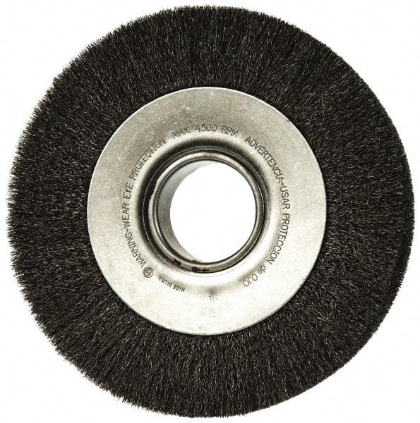 Anderson - 8" OD, 2" Arbor Hole, Crimped Steel Wheel Brush - 1-5/8" Face Width, 1-1/2" Trim Length, 0.006" Filament Diam, 4,500 RPM - Industrial Tool & Supply