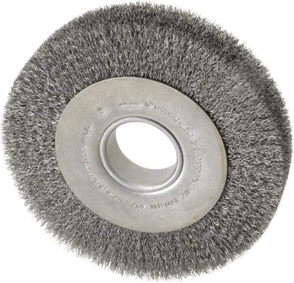 Anderson - 8" OD, 2" Arbor Hole, Crimped Steel Wheel Brush - 1-5/8" Face Width, 1-1/2" Trim Length, 0.0118" Filament Diam, 4,500 RPM - Industrial Tool & Supply