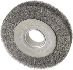 Anderson - 8" OD, 2" Arbor Hole, Crimped Steel Wheel Brush - 1-5/8" Face Width, 1-1/2" Trim Length, 0.0118" Filament Diam, 4,500 RPM - Industrial Tool & Supply
