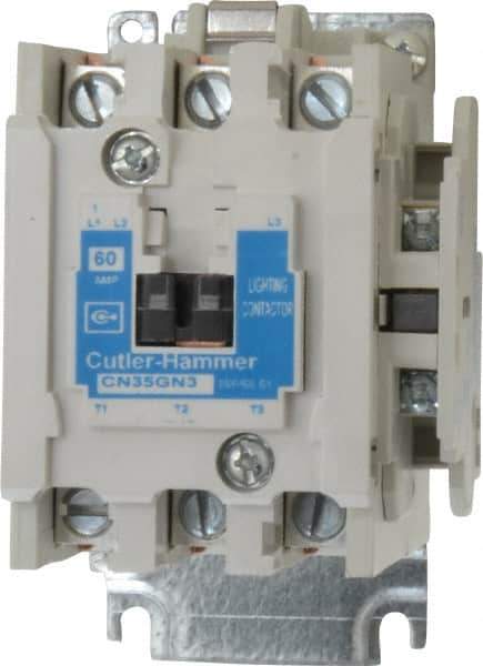 Eaton Cutler-Hammer - No Enclosure, 3 Pole, Electrically Held Lighting Contactor - 60 A at 480 V (Tungsten), 60 A at 600 V (Ballast or Mercury Vapor), 110 VAC at 50 Hz, 120 VAC at 60 Hz - Industrial Tool & Supply