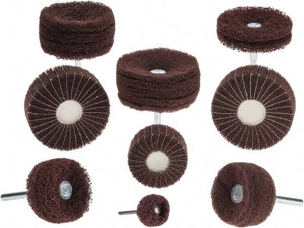 Superior Abrasives - 4 Piece Stem Mounted Wheel Kit - 120, 180 & 320 Grit, Fine, Very Fine & Extra Fine Grade, Mounted on 1/4" Shank - Industrial Tool & Supply