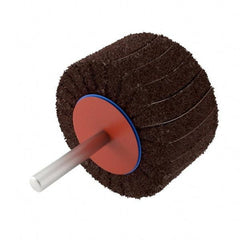 Superior Abrasives - 2" Diam x 1" Face Width, Fine Aluminum Oxide Nonwoven & Coated Mounted Flap Wheel - 1/4" Shank Mount, 120 Grit, Interleaf, 12,000 Max RPM - Industrial Tool & Supply