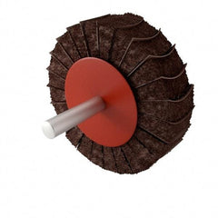 Superior Abrasives - 3" Diam x 1" Face Width, Very Fine Aluminum Oxide Nonwoven & Coated Mounted Flap Wheel - 1/4" Shank Mount, 180 Grit, Interleaf, 8,000 Max RPM - Industrial Tool & Supply