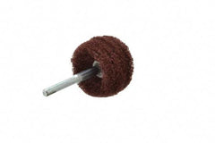 Superior Abrasives - 2" Diam x 1" Face Width, Medium Aluminum Oxide Nonwoven Mounted Flap Wheel - 1/4" Shank Mount, Interleaf, 12,000 Max RPM - Industrial Tool & Supply