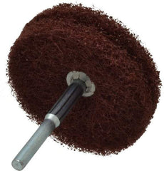 Superior Abrasives - 3" Diam x 1/2" Face Width, Medium Aluminum Oxide Nonwoven Mounted Flap Wheel - 1/4" Shank Mount, 8,000 Max RPM - Industrial Tool & Supply