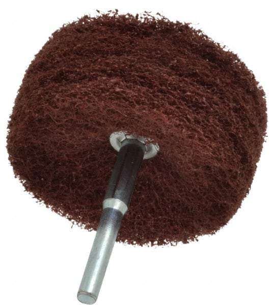 Superior Abrasives - 3" Diam x 1" Face Width, Medium Aluminum Oxide Nonwoven Mounted Flap Wheel - 1/4" Shank Mount, 8,000 Max RPM - Industrial Tool & Supply