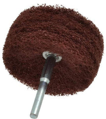 Superior Abrasives - 3" Diam x 1" Face Width, Medium Aluminum Oxide Nonwoven Mounted Flap Wheel - 1/4" Shank Mount, 8,000 Max RPM - Industrial Tool & Supply