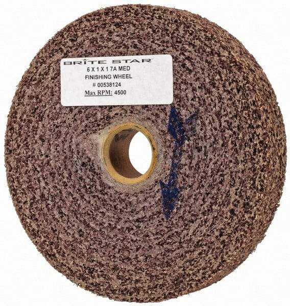 Made in USA - 6" Diam, 1" Face Width, 1" Center Hole, Medium Grade, Aluminum Oxide Deburring Wheel - Convolute, Medium Density 7 Grade, 4,500 RPM - Industrial Tool & Supply