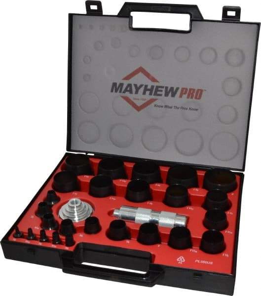 Mayhew - 27 Piece, 1/8 to 2", Hollow Punch Set - Comes in Plastic Case - Industrial Tool & Supply