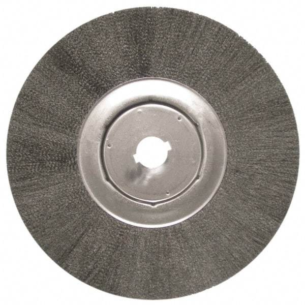 Anderson - 12" OD, 1-1/4" Arbor Hole, Crimped Steel Wheel Brush - 1/2" Face Width, 3" Trim Length, 0.006" Filament Diam, 3,000 RPM - Industrial Tool & Supply