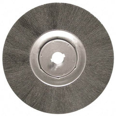 Anderson - 12" OD, 1-1/4" Arbor Hole, Crimped Steel Wheel Brush - 1/2" Face Width, 3" Trim Length, 0.006" Filament Diam, 3,000 RPM - Industrial Tool & Supply