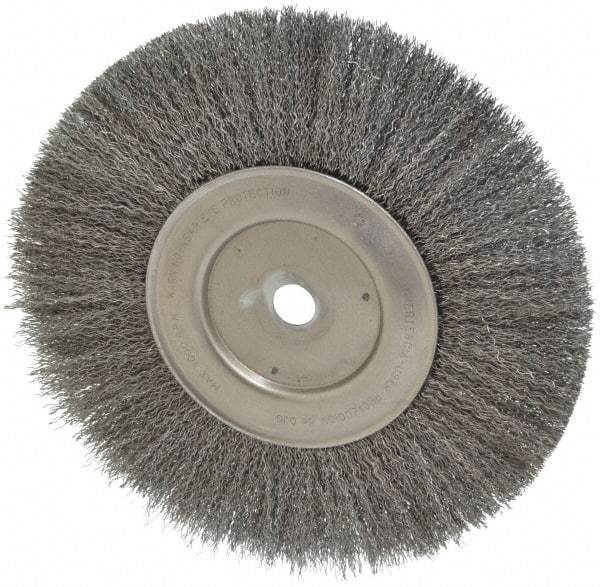 Anderson - 10" OD, 3/4" Arbor Hole, Crimped Steel Wheel Brush - 1/2" Face Width, 2-15/32" Trim Length, 0.014" Filament Diam, 3,600 RPM - Industrial Tool & Supply
