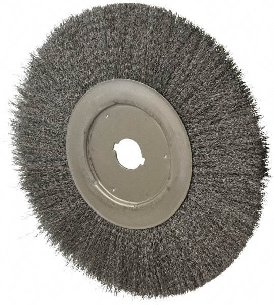 Anderson - 12" OD, 1-1/4" Arbor Hole, Crimped Steel Wheel Brush - 1/2" Face Width, 3" Trim Length, 0.0118" Filament Diam, 3,000 RPM - Industrial Tool & Supply