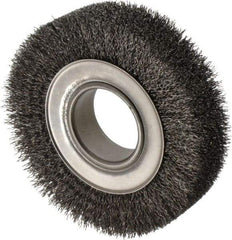 Anderson - 6" OD, 2" Arbor Hole, Crimped Steel Wheel Brush - 1-1/2" Face Width, 1-1/8" Trim Length, 0.014" Filament Diam, 6,000 RPM - Industrial Tool & Supply