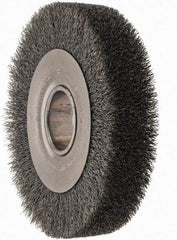 Anderson - 8" OD, 2" Arbor Hole, Crimped Steel Wheel Brush - 1-5/8" Face Width, 1-1/2" Trim Length, 0.01" Filament Diam, 4,500 RPM - Industrial Tool & Supply