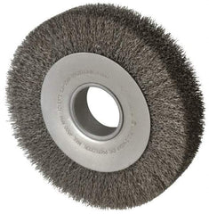 Anderson - 8" OD, 2" Arbor Hole, Crimped Steel Wheel Brush - 1-5/8" Face Width, 1-1/2" Trim Length, 0.014" Filament Diam, 4,500 RPM - Industrial Tool & Supply