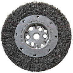 Anderson - 6" OD, 5/8" Arbor Hole, Crimped Steel Wheel Brush - 3/4" Face Width, 1-1/8" Trim Length, 0.008" Filament Diam, 6,000 RPM - Industrial Tool & Supply