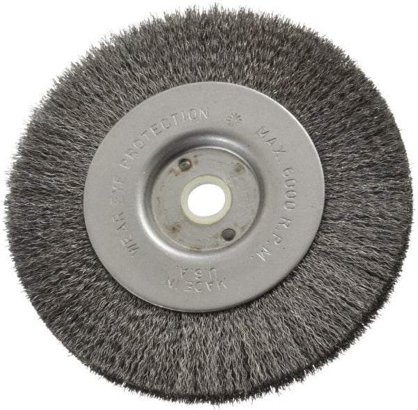 Anderson - 4" OD, 1/2" Arbor Hole, Crimped Steel Wheel Brush - 11/32" Face Width, 13/16" Trim Length, 0.006" Filament Diam, 6,000 RPM - Industrial Tool & Supply