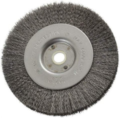 Anderson - 4" OD, 1/2" Arbor Hole, Crimped Steel Wheel Brush - 11/32" Face Width, 13/16" Trim Length, 0.006" Filament Diam, 6,000 RPM - Industrial Tool & Supply