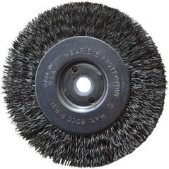 Anderson - 4" OD, 1/2" Arbor Hole, Crimped Steel Wheel Brush - 11/32" Face Width, 13/16" Trim Length, 0.014" Filament Diam, 6,000 RPM - Industrial Tool & Supply