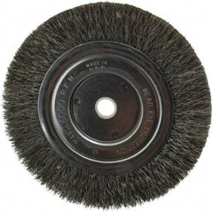 Anderson - 6" OD, 5/8" Arbor Hole, Crimped Steel Wheel Brush - 1/2" Face Width, 1-1/16" Trim Length, 0.008" Filament Diam, 6,000 RPM - Industrial Tool & Supply