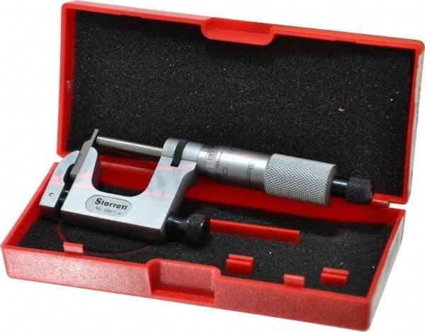 Starrett - 0 to 1 Inch Range, Carbide Face, Satin Chrome Coated, Mechanical Multi Anvil Micrometer - Ratchet Stop Thimble, 0.001 Inch Graduation, 0.0002 Inch Accuracy - Industrial Tool & Supply