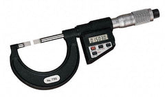 Starrett - 2" to 76mm Electronic Satin Chrome Coated Blade Micrometer - 0.0001" Accuracy, 0.03" Blade Thickness, Friction Thimble - Industrial Tool & Supply