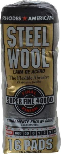 Value Collection - Finest Grit, Grade 0000 Steel Wool Pad - 4" Long x 3" Wide - Industrial Tool & Supply