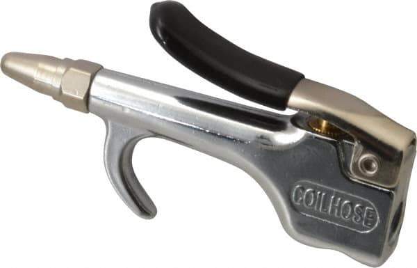 Coilhose Pneumatics - 150 Max psi High Volume Safety Nozzle Thumb Lever Blow Gun - 1/4 NPT Inlet, Chrome Plated Zinc - Industrial Tool & Supply