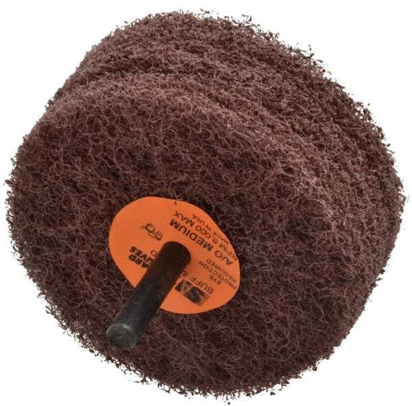 Standard Abrasives - 3" Diam, Medium Mounted Scrubber Buffing Wheel - 3 Ply, Medium Grade, 1/4" Shank Diam, 8,000 RPM - Industrial Tool & Supply