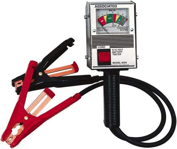 Associated Equipment - 6/12 Volt Battery Load Tester - 400 to 1,000 CCA Range, 2' Cable - Industrial Tool & Supply