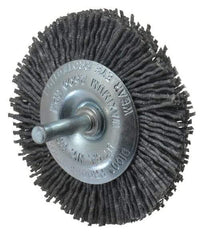 Dico - 3" OD, 1/4" Shank Diam, Crimped Nylon Wheel Brush - 3/8" Face Width - Industrial Tool & Supply