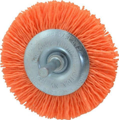 Dico - 3" OD, 1/4" Shank Diam, Crimped Nylon Wheel Brush - 3/8" Face Width - Industrial Tool & Supply