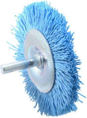 Dico - 3" OD, 1/4" Shank Diam, Crimped Nylon Wheel Brush - 3/8" Face Width - Industrial Tool & Supply