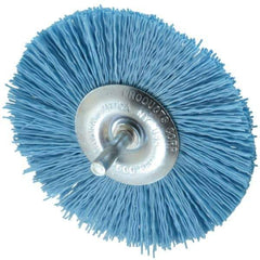 Dico - 4" OD, 1/4" Shank Diam, Crimped Nylon Wheel Brush - 3/8" Face Width - Industrial Tool & Supply