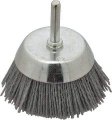Dico - 2-1/2" Diam, 1/4" Shank Diam, Nylon Fill Cup Brush - Aluminum Oxide Abrasive Material, 0.05 Wire Diam - Industrial Tool & Supply