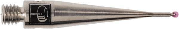 Renishaw - 0.0394 Inch Ball Diameter, Stainless Steel Stem, M3 Thread, Ruby Point Ball Tip CMM Stylus - 0.1575 Inch Working Length, 0.028 Inch Stem Diameter, 0.8268 Inch Overall Length - Industrial Tool & Supply