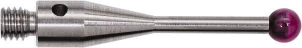 Renishaw - 0.1181 Inch Ball Diameter, Stainless Steel Stem, M3 Thread, Ruby Point Ball Tip CMM Stylus - 0.5787 Inch Working Length, 0.0591 Inch Stem Diameter, 0.8268 Inch Overall Length - Industrial Tool & Supply