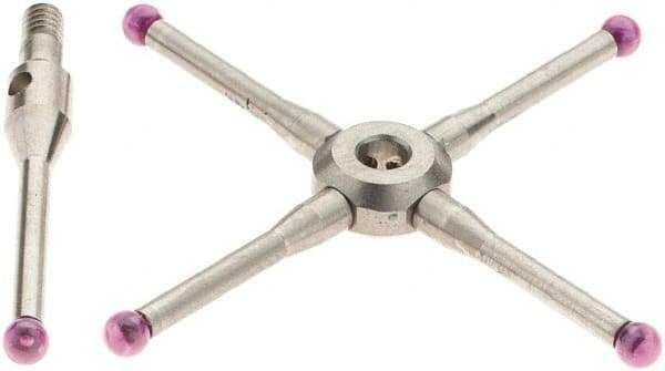 Renishaw - 0.08 Inch Ball Diameter, Stainless Steel Stem, M2 Thread, Ruby Point Ball Tip CMM Stylus - 0.4724 Inch Working Length, 0.05 Inch Stem Diameter, 19.2 mm Overall Length - Industrial Tool & Supply