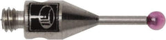 Renishaw - 0.0591 Inch Ball Diameter, Stainless Steel Stem, M2 Thread, Ruby Point Ball Tip CMM Stylus - 0.1772 Inch Working Length, 0.028 Inch Stem Diameter, 0.3937 Inch Overall Length - Industrial Tool & Supply