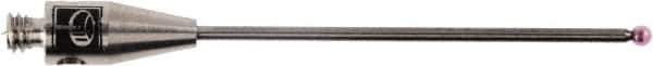 Renishaw - 0.0394 Inch Ball Diameter, Carbide Stem, M2 Thread, Ruby Point Ball Tip CMM Stylus - 0.8071 Inch Working Length, 0.028 Inch Stem Diameter, 1.0827 Inch Overall Length - Industrial Tool & Supply