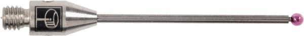 Renishaw - 0.0591 Inch Ball Diameter, Carbide Stem, M3 Thread, Ruby Point Ball Tip CMM Stylus - 0.8858 Inch Working Length, 0.0394 Inch Stem Diameter, 0.7874 Inch Overall Length - Industrial Tool & Supply