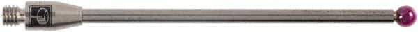Renishaw - 0.1181 Inch Ball Diameter, Carbide Stem, M3 Thread, Ruby Point Ball Tip CMM Stylus - 1.7205 Inch Working Length, 0.0787 Inch Stem Diameter, 1.9685 Inch Overall Length - Industrial Tool & Supply