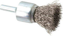 Anderson - 3/4" Brush Diam, Crimped, End Brush - 1/4" Diam Shank, 22,000 Max RPM - Industrial Tool & Supply