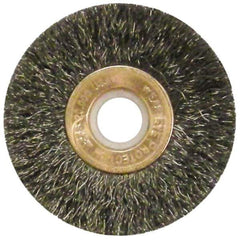 Anderson - 2" OD, 1/2" Arbor Hole, Crimped Steel Wheel Brush - 1/4" Face Width, 1/2" Trim Length, 0.006" Filament Diam, 20,000 RPM - Industrial Tool & Supply