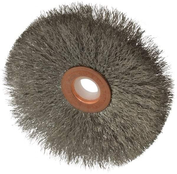 Anderson - 3" OD, 1/2" Arbor Hole, Crimped Stainless Steel Wheel Brush - 1/4" Face Width, 1" Trim Length, 0.006" Filament Diam, 20,000 RPM - Industrial Tool & Supply