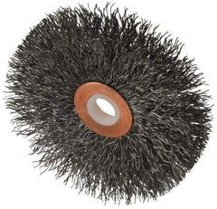 Anderson - 3" OD, 1/2" Arbor Hole, Crimped Steel Wheel Brush - 1/4" Face Width, 1" Trim Length, 0.0118" Filament Diam, 20,000 RPM - Industrial Tool & Supply
