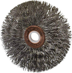 Anderson - 3" OD, 1/2" Arbor Hole, Crimped Stainless Steel Wheel Brush - 1/4" Face Width, 1" Trim Length, 0.014" Filament Diam, 20,000 RPM - Industrial Tool & Supply