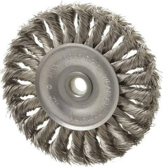 Anderson - 4" OD, 1/2" Arbor Hole, Knotted Stainless Steel Wheel Brush - 1/2" Face Width, 1" Trim Length, 0.014" Filament Diam, 20,000 RPM - Industrial Tool & Supply